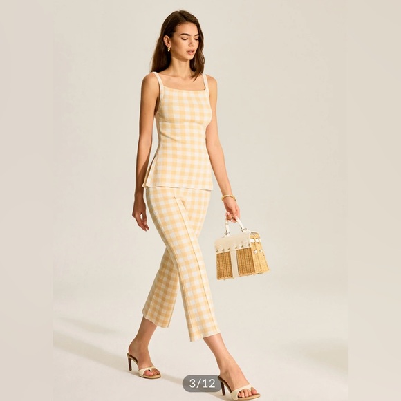Commense Gingham Print Pants Set - Butter Yellow 🌻 - Picture 3 of 7